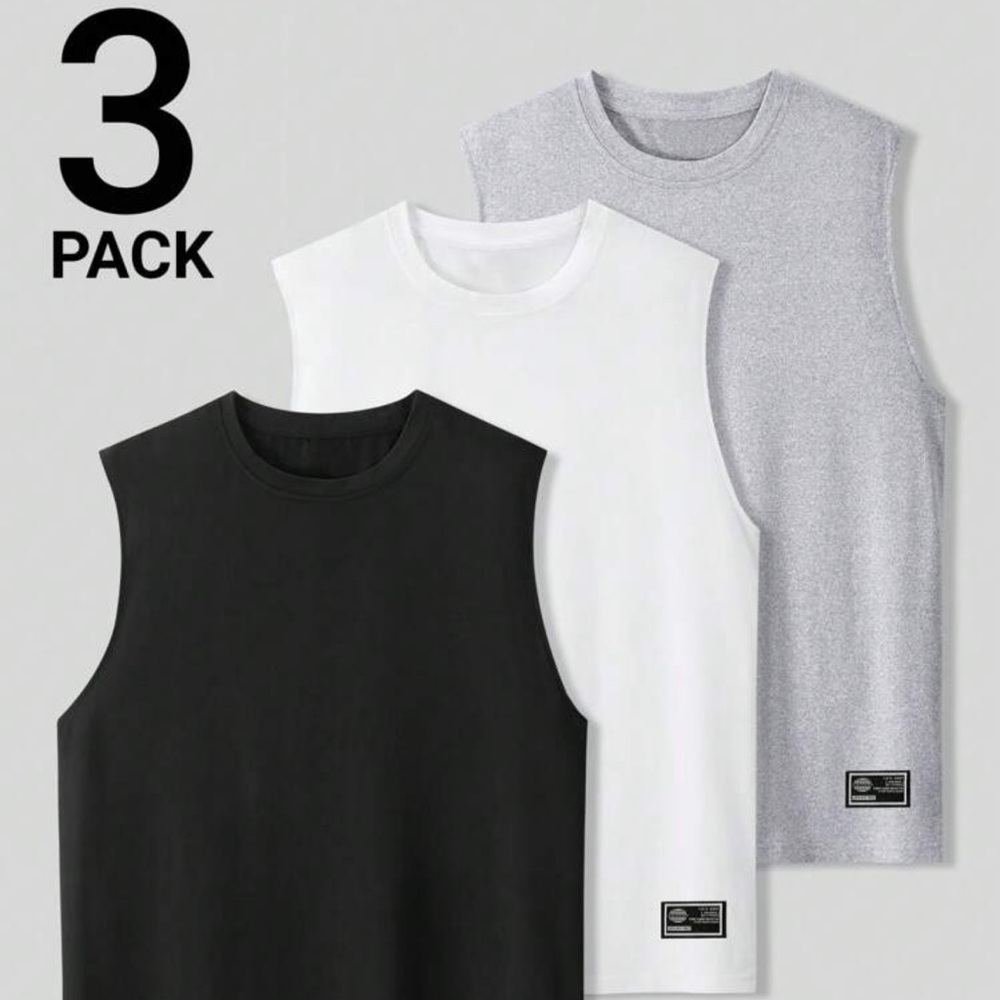 Manfinity Men's Casual Solid Color Sleeveless Vest, Summer 3 Pack